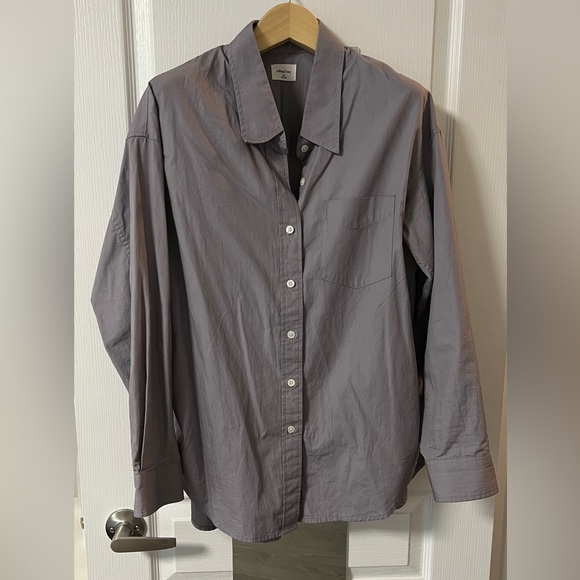 Aritzia wilfred purple slate weekend poplin shirt size xxs xxsmall worn once - Picture 1 of 12